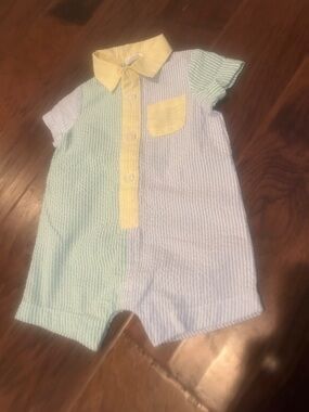 Starting Out Pastel Stripe Seersucker One-Piece in Yellow, Light Blue, Mint